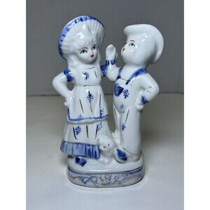 Vintage Victorian/Colonial Porcelain Children Figurine White/Blue Home Decor